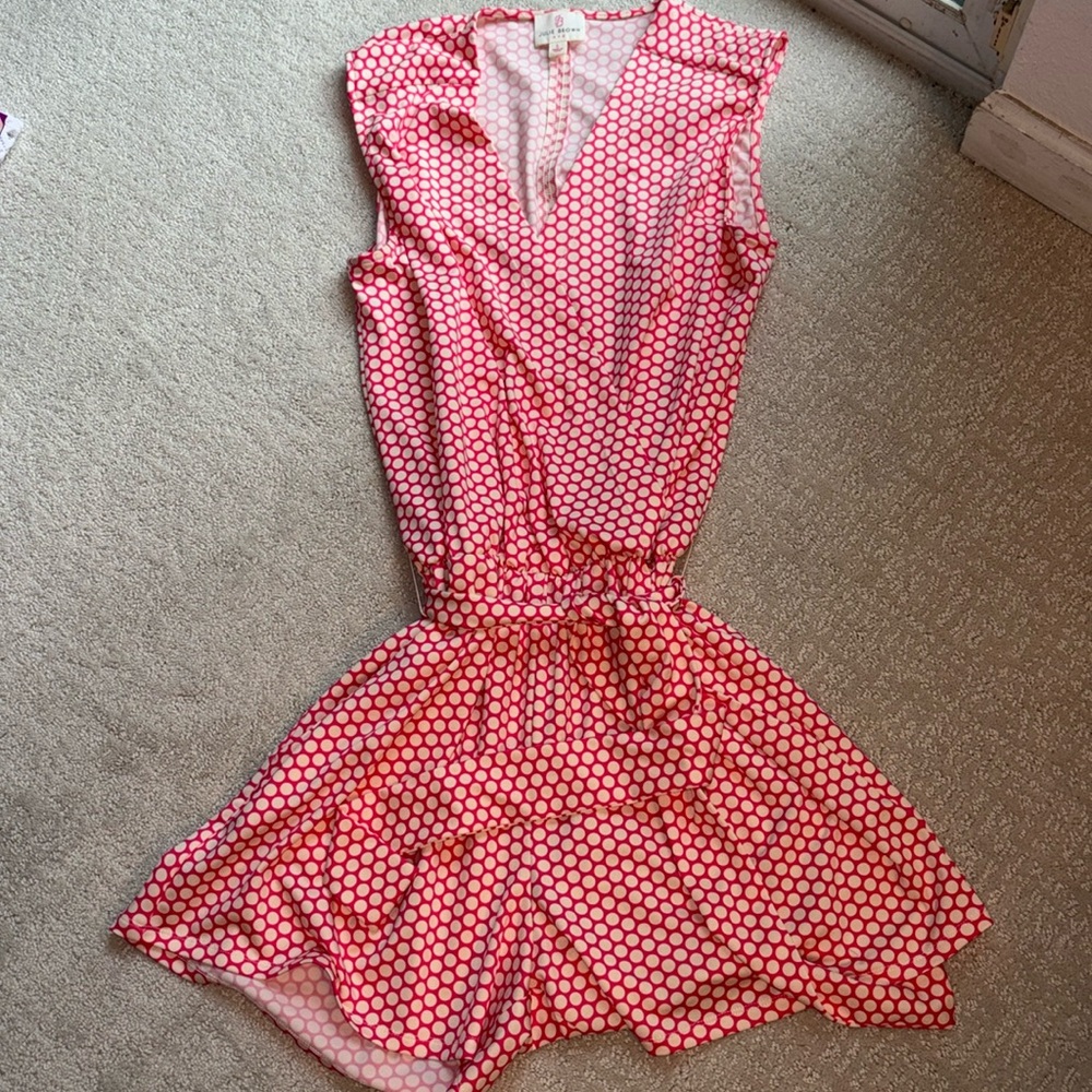 Romper pink and white polka dot